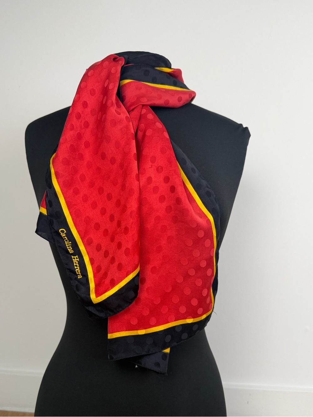 Vintage Carolina Herrera 100% Silk Long Scarf